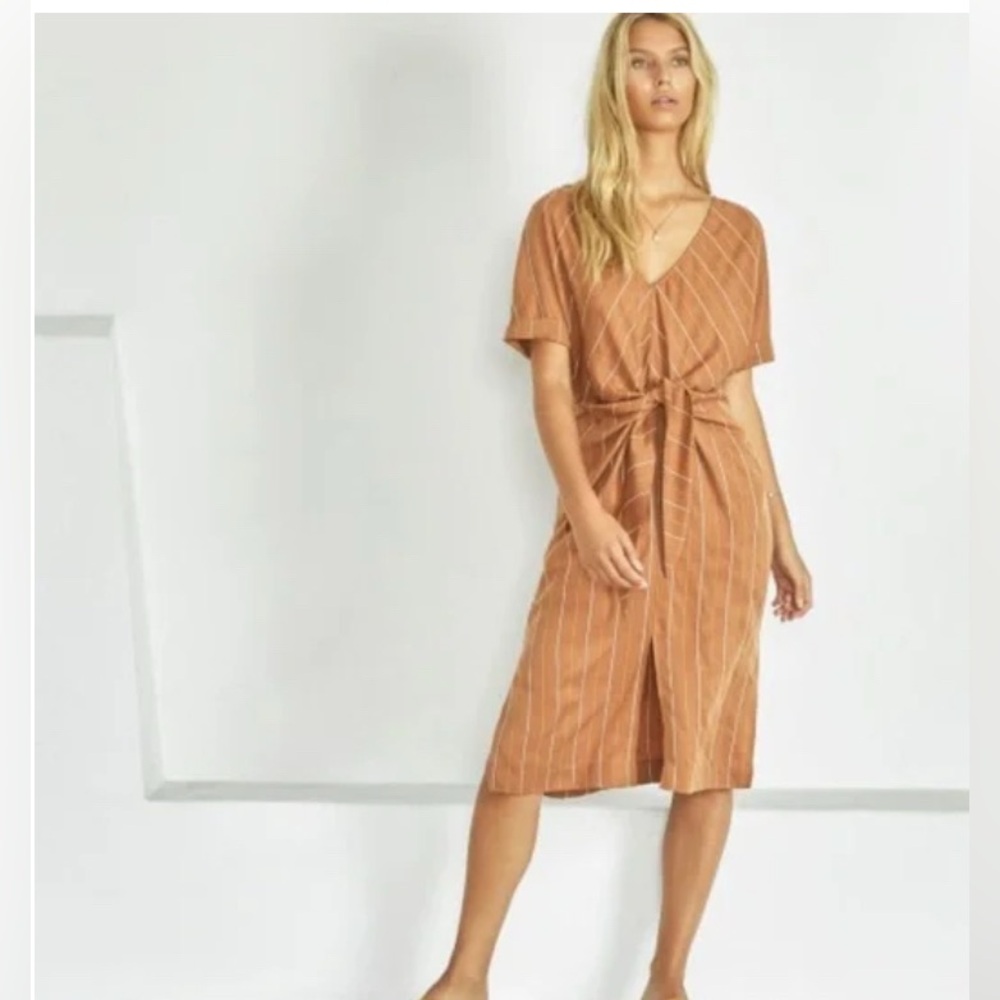 Sancia ‘Mabel’ Dress in Rust Orange with White Stripes